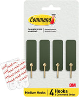 Command Medium Wire Hook Sleek Hooks for Intentional Living Spaces, Removable Wall Storage in Dusty Rose
