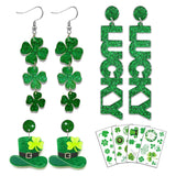 Clover Bloom St Patricks Day Earrings and Tattoos – Unique Irish Gift Idea for Her with Green Shamrock Jewelry and Temporary Body Art for Holiday Gifting