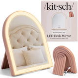Kitsch Arch Desk Mirror – Cozy Dorm Room Decor with Adjustable LED Lighting, Compact Arch-Shaped Vanity Mirror