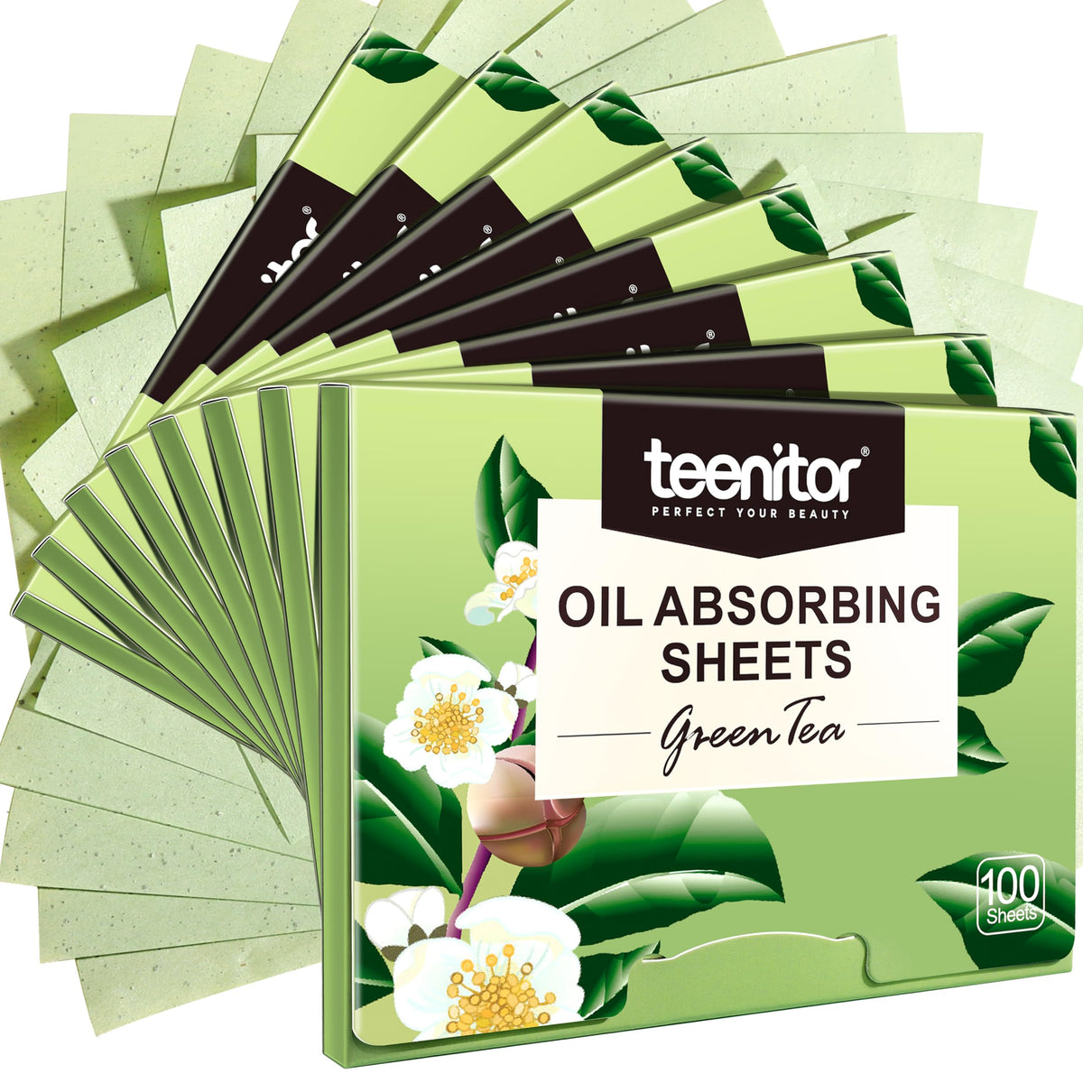 Teenitor Green Tea Blotting Paper - 800 Oil Absorbing Sheets for Oily Skin, Face Oil Control Film