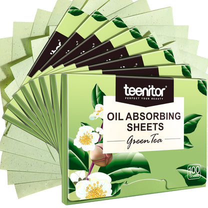 Teenitor Green Tea Blotting Paper - 800 Oil Absorbing Sheets for Oily Skin, Face Oil Control Film