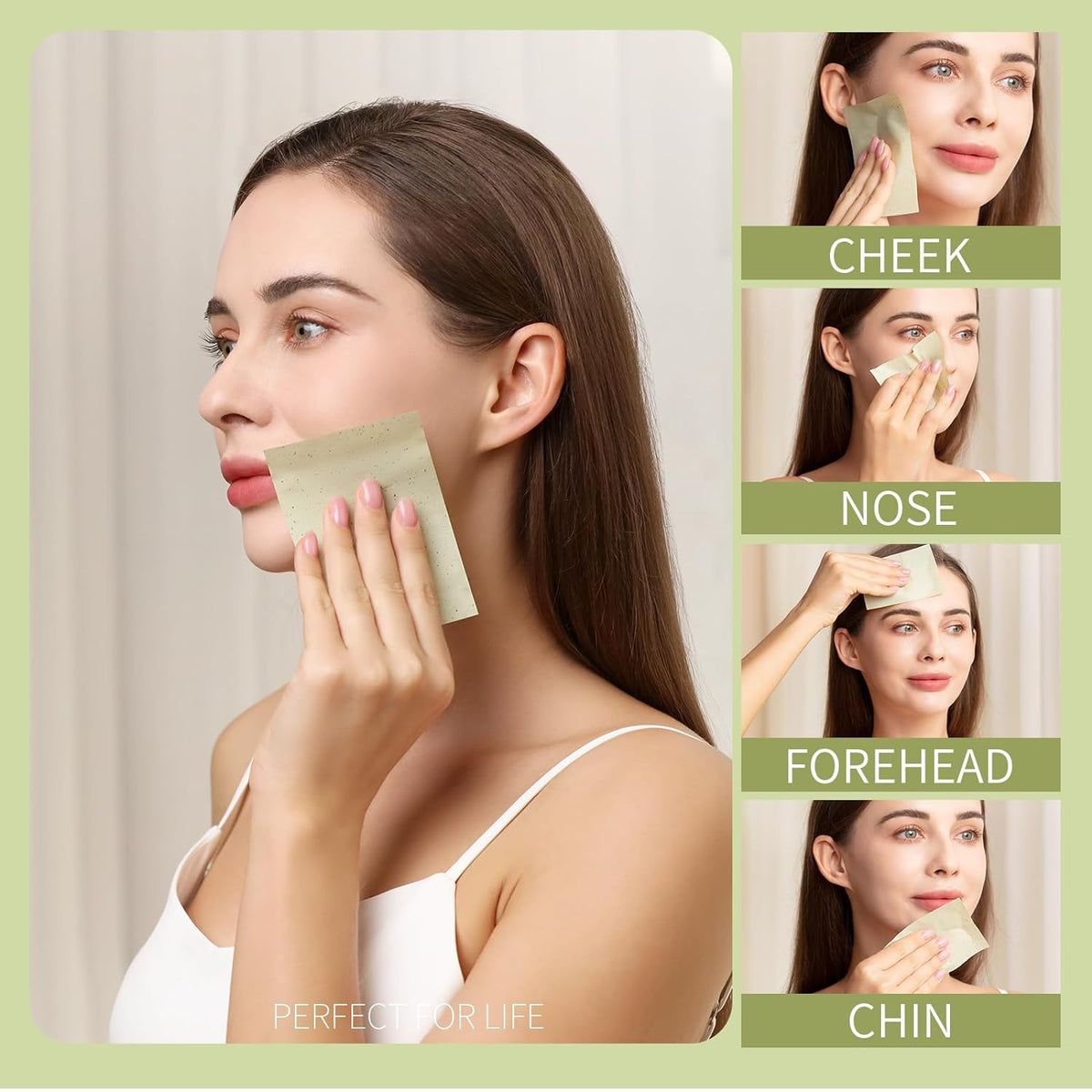 Teenitor Green Tea Blotting Paper – Understated Linen Face Blotter for Clutter-Free Vanities, 800 Sheets