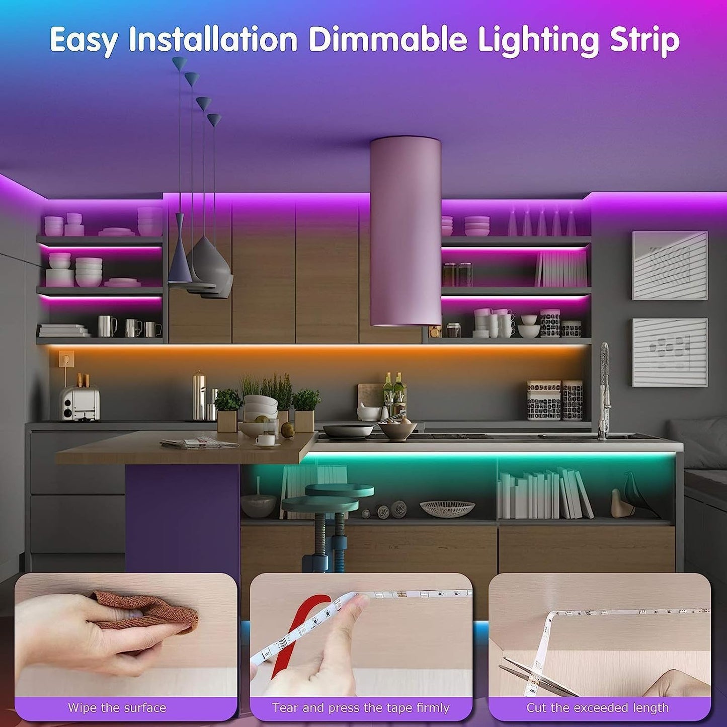 Tenmiro Music Sync LED Strip Lights Holiday Gift for Gamers and Streamers, RGB Ambient Lighting for Bedroom and Streaming Setup