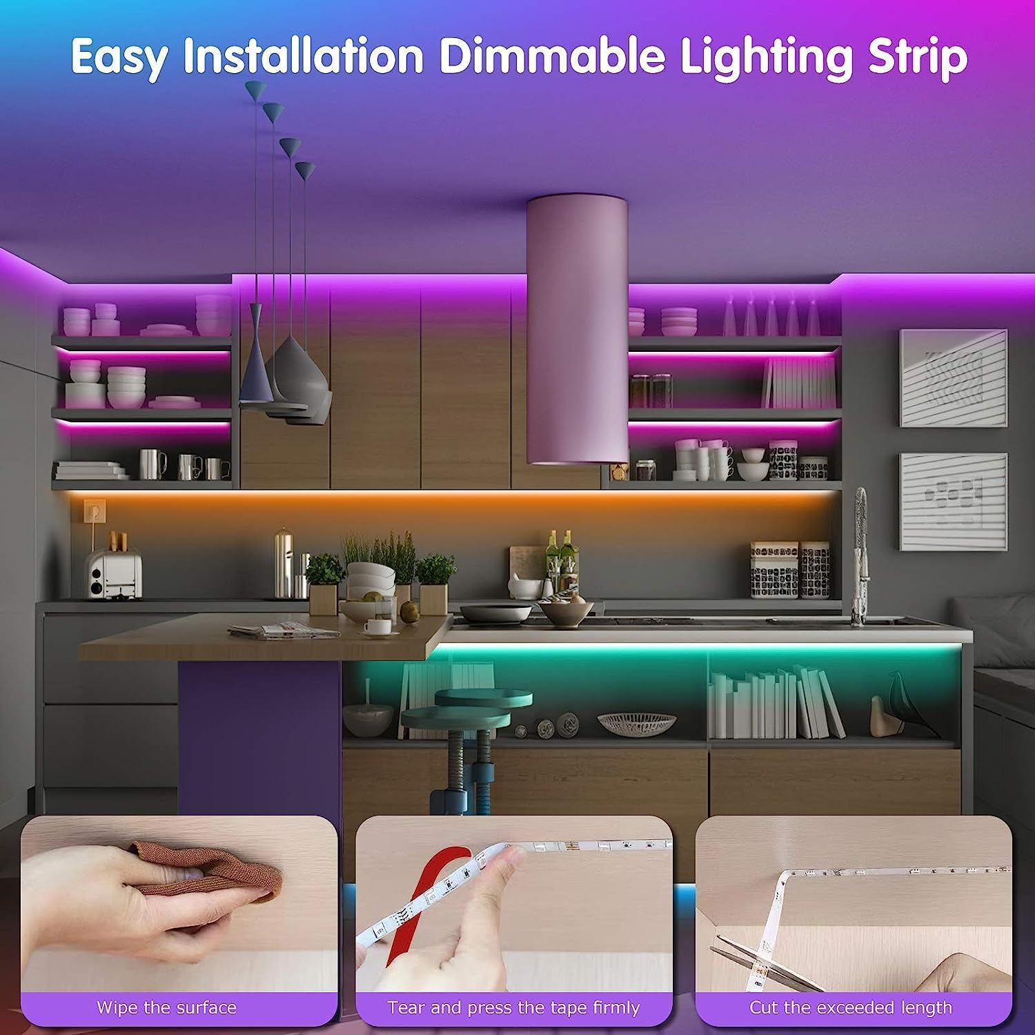 Tenmiro Music Sync LED Strip Lights Holiday Gift for Gamers and Streamers, RGB Ambient Lighting for Bedroom and Streaming Setup