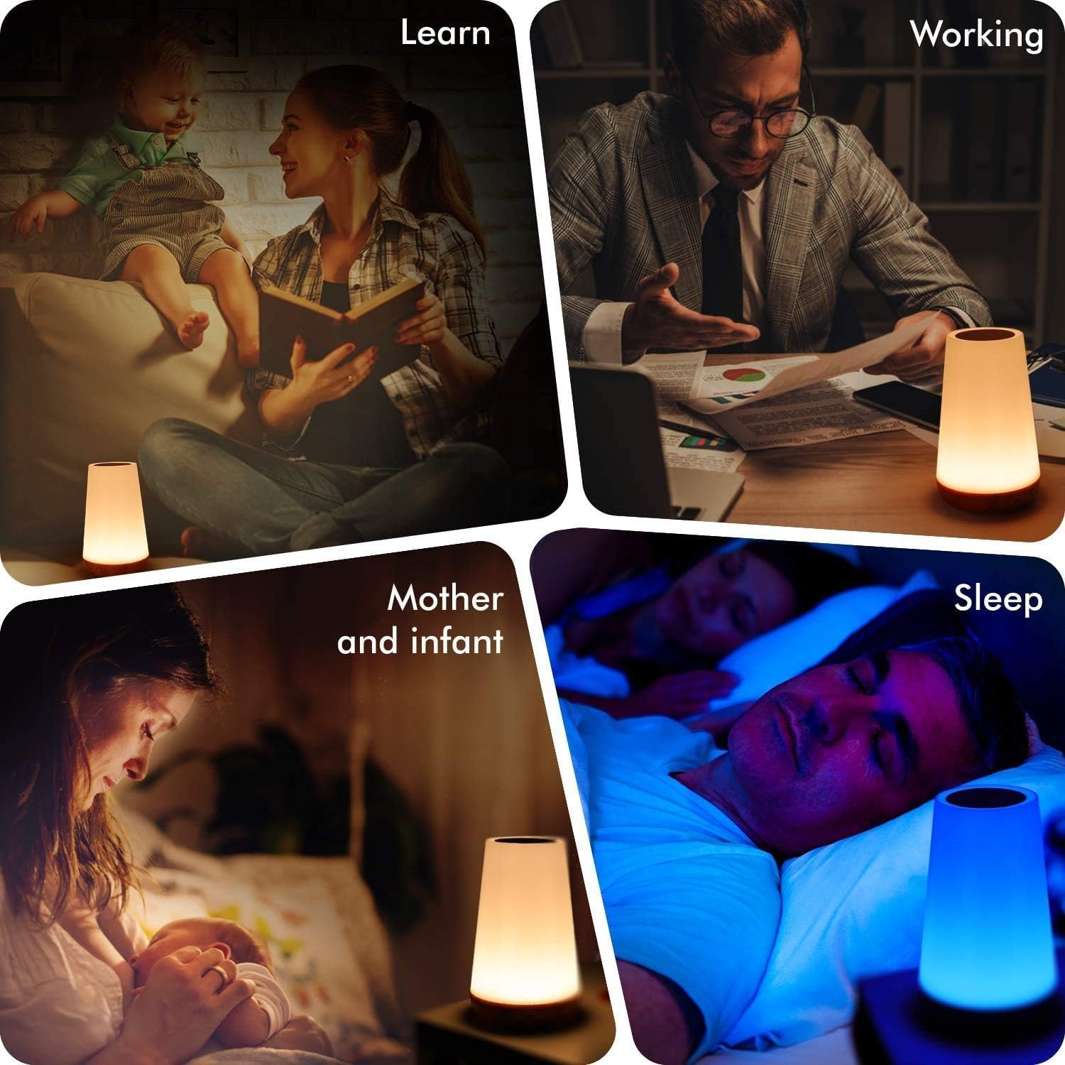 THAUSDAS Designer Bedside Lamp for Cozy Home Decor – Cordless RGB Night Light with Timer and 3 Lighting Modes to Elevate Reading Nooks and Shelves