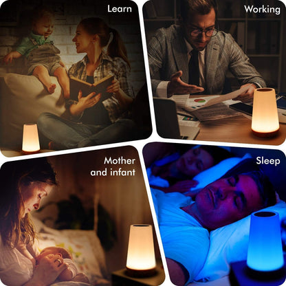 THAUSDAS Designer Bedside Lamp for Cozy Home Decor – Cordless RGB Night Light with Timer and 3 Lighting Modes to Elevate Reading Nooks and Shelves