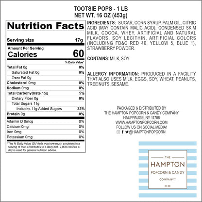 The Hampton Popcorn & Candy Company Roll Pops Chocolate Center Fruit Lollipops – Grab-and-Go Outdoor Event Candy for Park Gatherings, 2lb Bulk