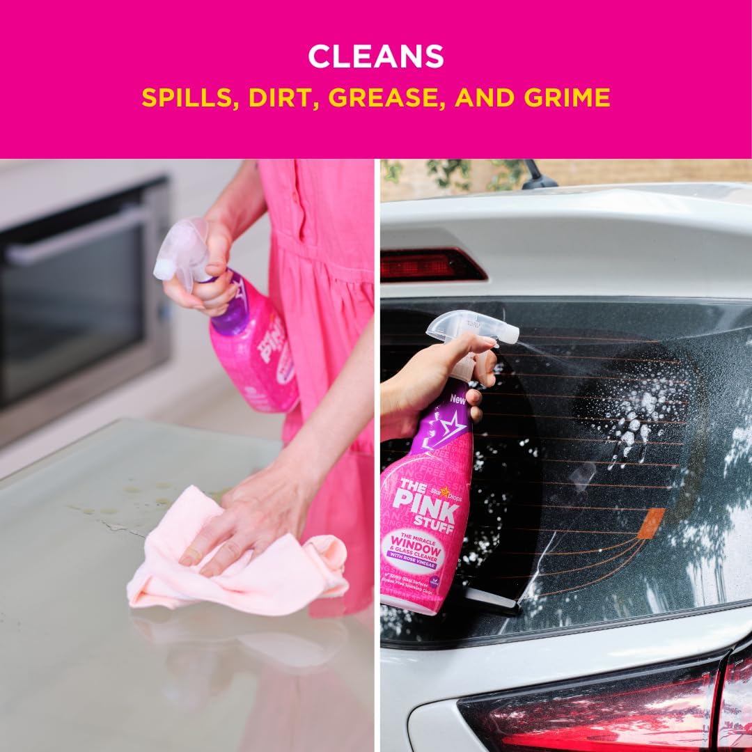 The Pink Stuff Rose Vinegar Window Cleaner 750ml – Self Care Wind Down for Spa Like Shower Screens
