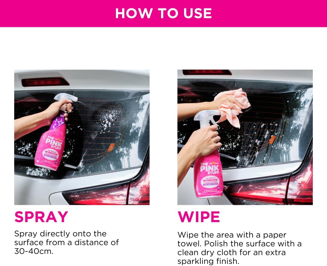 The Pink Stuff Rose Vinegar Window Cleaner 750ml – Self Care Wind Down for Spa Like Shower Screens