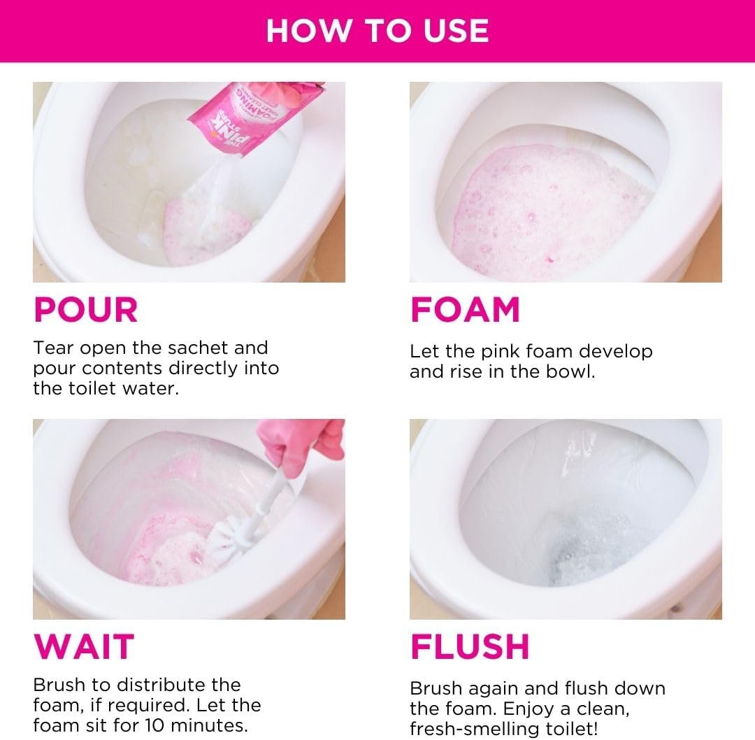 The Pink Stuff Toilet Cleaner Powder – Single-Use Sachets for a Clutter-Free Cleaning Cabinet