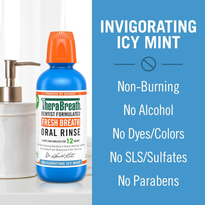 TheraBreath Icy Mint Mouthwash – Mild Flavor Kids and Tweens Will Actually Use Without Stinging or Burning