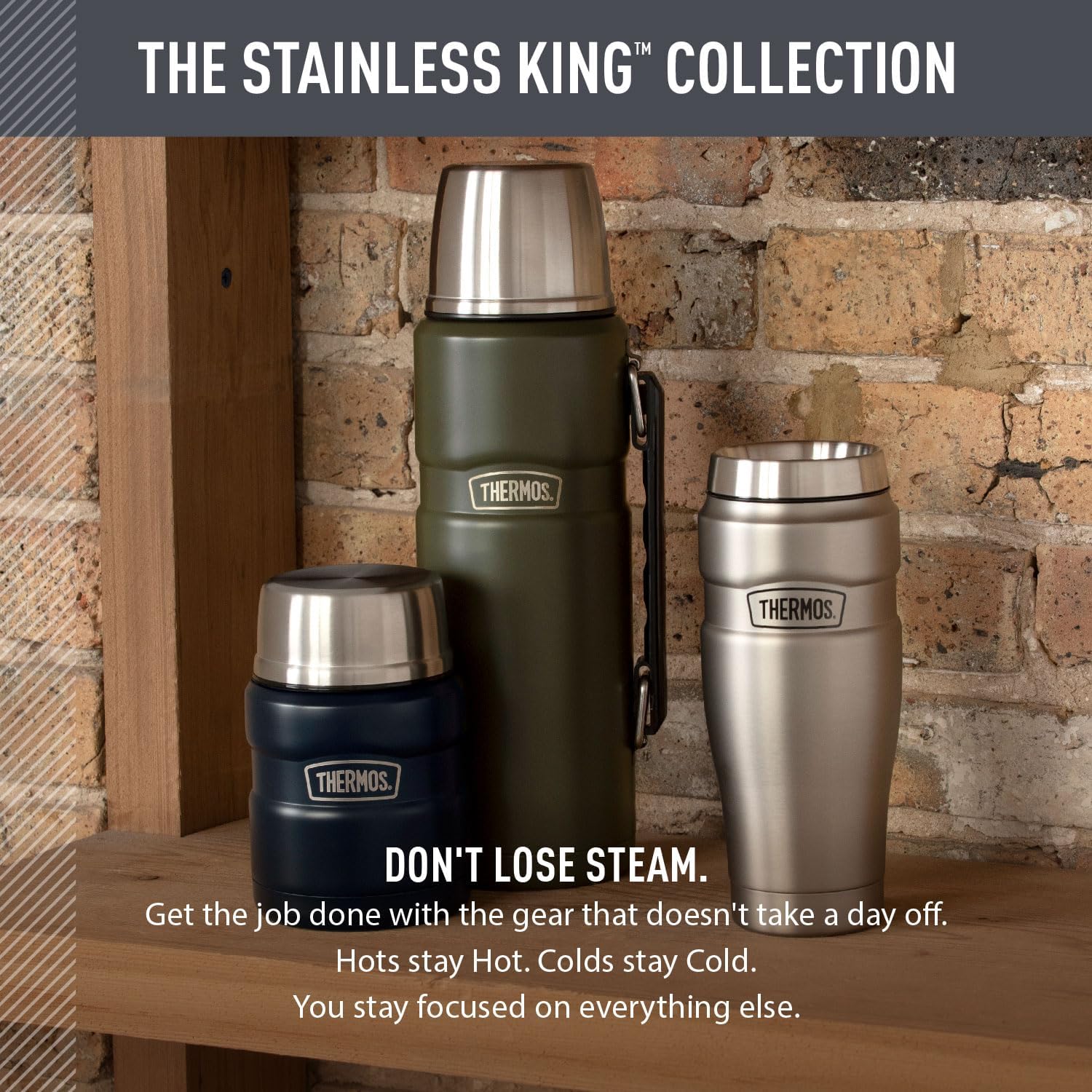 THERMOS Stainless King 40-Ounce Insulated Carafe for Fishing Trips, RV Travel & Campsite Use