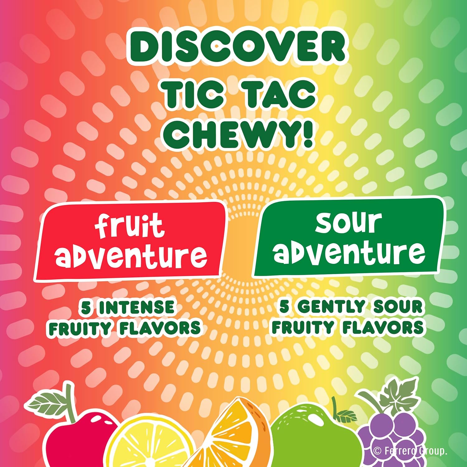 Tic Tac Chewy! Fruit Adventure Candy – Parent-Approved Lunchbox Treat with Natural Colors, 7 oz