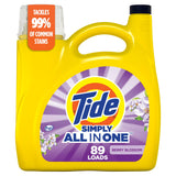 Tide Simply All-In-One Detergent for Dorm and Shared Apartment Laundry Efficiency, Refreshing Breeze, 128 Loads