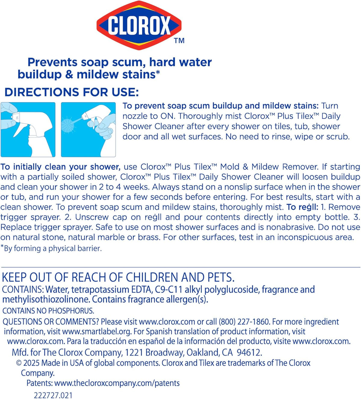Tilex Daily Shower Cleaner – Designer-Look Shower Maintenance, Invisible Barrier for Pristine Tile