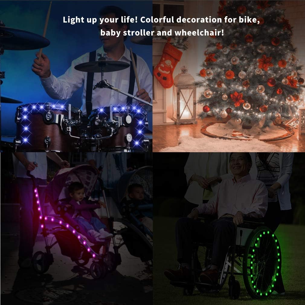 TINANA Bike Wheel Light Set – Steady and Flash Modes for Maximum Visibility on Early-Morning and Night Rides