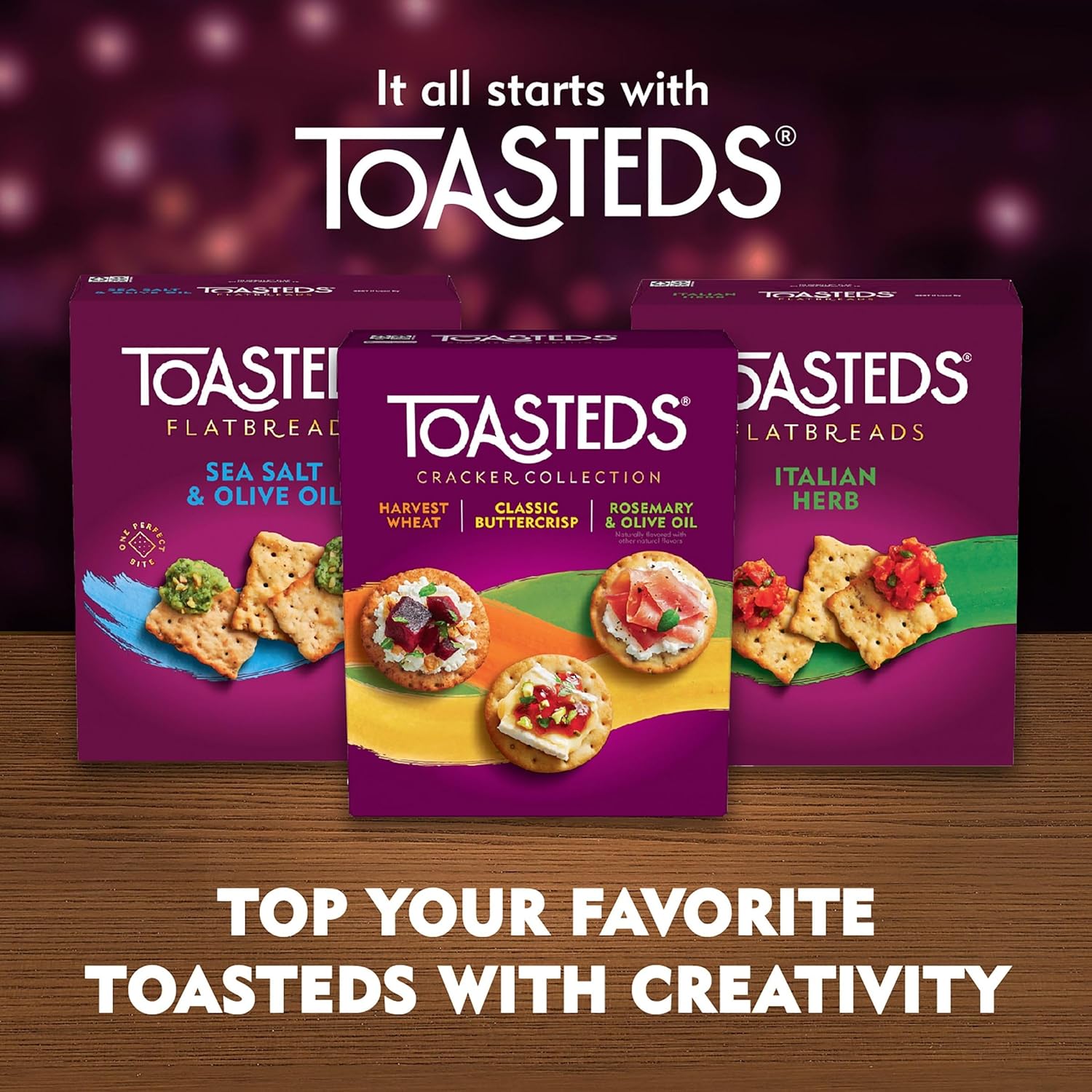 Toasteds Crackers Three-Flavor Box – Mindful Snack Choice for Salad and Soup Pairings, 12oz