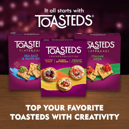 Toasteds Crackers Three-Flavor Box – Mindful Snack Choice for Salad and Soup Pairings, 12oz