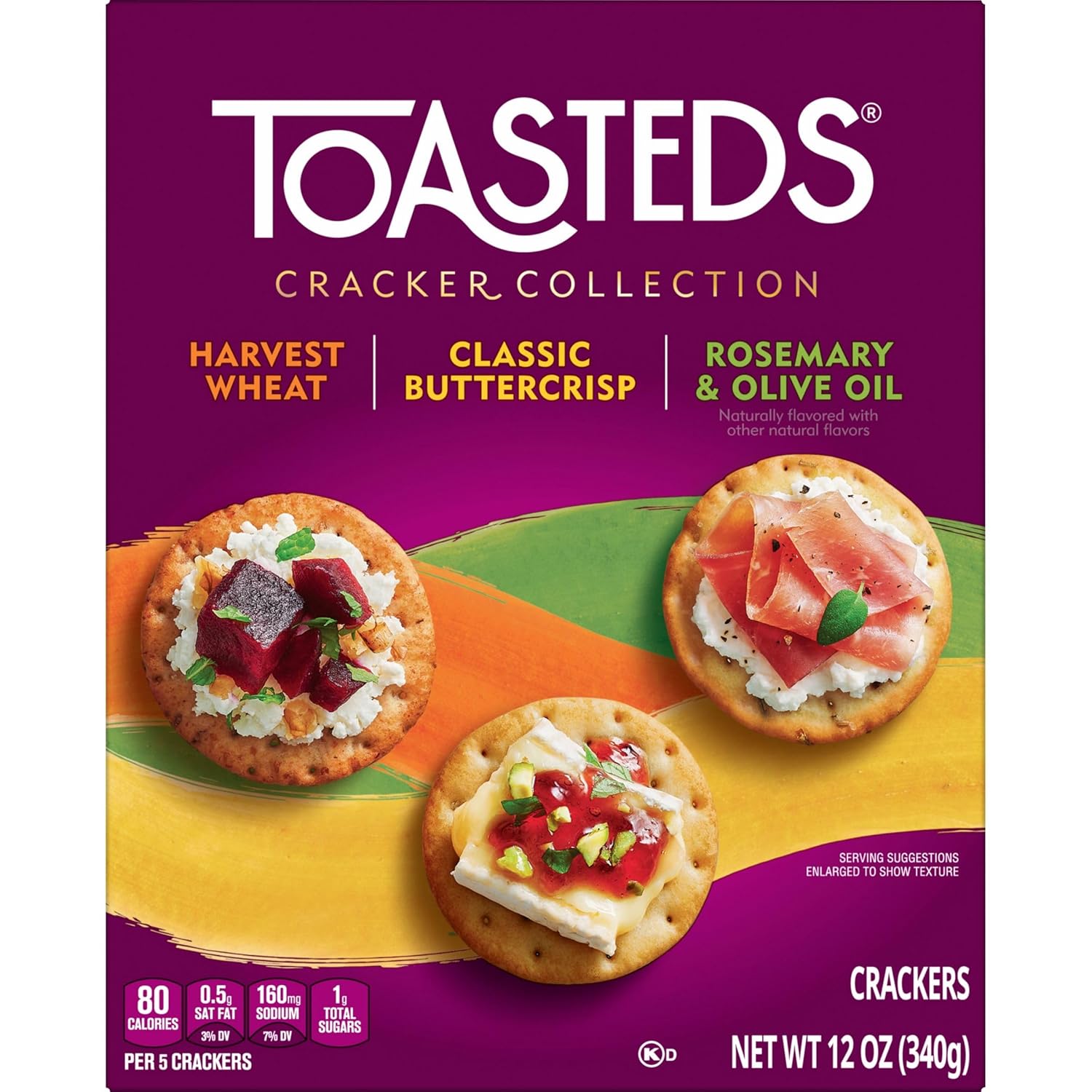 Toasteds Crackers Three-Flavor Box – Mindful Snack Choice for Salad and Soup Pairings, 12oz
