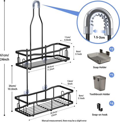 tool-free hanging mount that slips over any standard showerhead