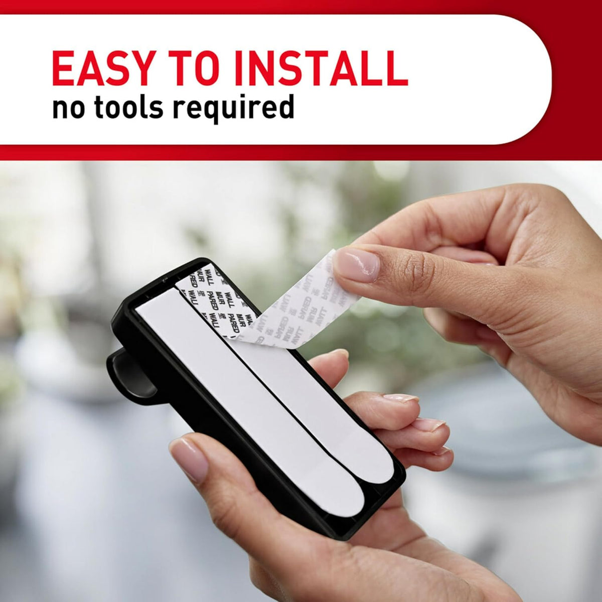 tool-free installation with no drilling or hardware needed