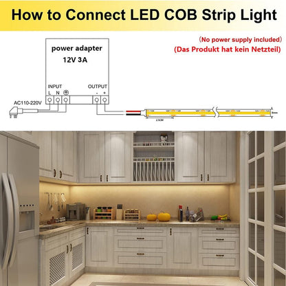 TOPAI Weatherproof COB LED Strip Light for Outdoor Kitchen and BBQ Island, Dotless CRI>90 Strip for Counter and Bar Task Lighting