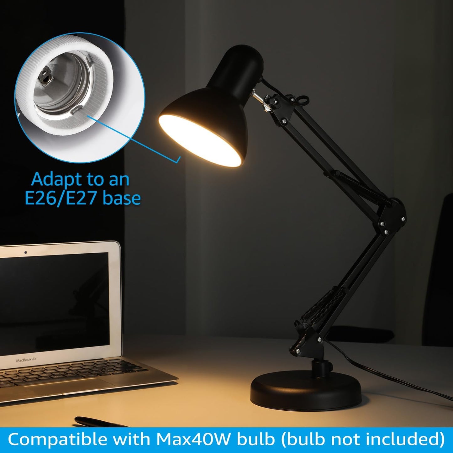 TORCHSTAR Clamp-On Architect Lamp – 18-Inch Extendable Work Light for Home Office Focus and Reading