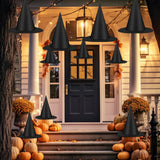 Weather-Resistant Hanging Witch Hats – Outdoor Patio Porch Driveway Halloween Decor 12 Pack