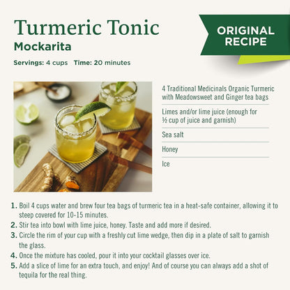 Traditional Medicinals Turmeric Ginger Meadowsweet Tea – Individual Tea Sachets for Open-Air Dining and Travel Wellness
