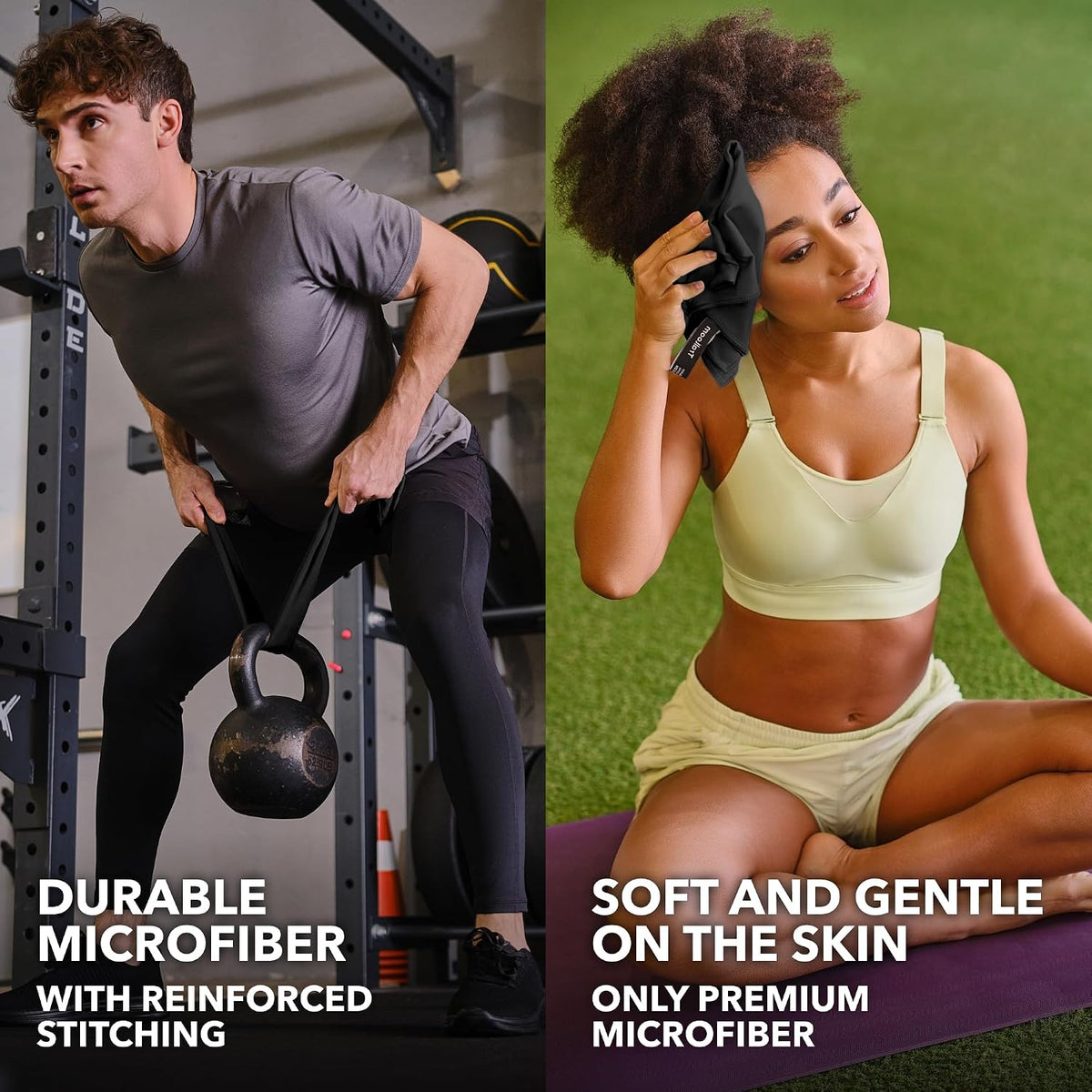 Trailoom Microfiber Gym Towels – Black and Gray Essentials Towel for Less-Is-More Living