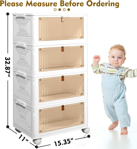 translucent flip-top front lids with magnetic closure for at-a-glance identification