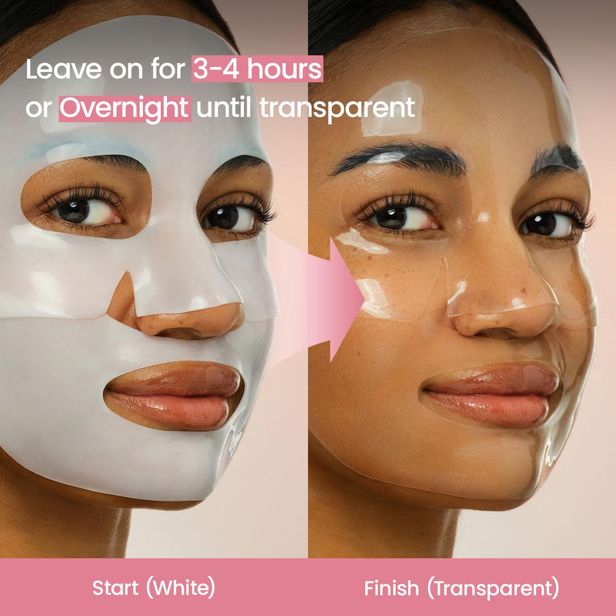 transparent transformation after ~3 hours or overnight as visual proof of ingredient delivery