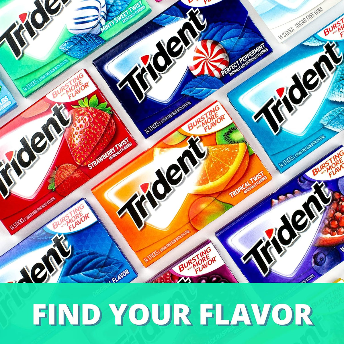 Trident Bubblegum Gum with Xylitol – Kid-Friendly Pantry Stock for Lunches and Snacks, 168 Piece Bundle