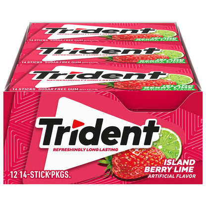 Trident Island Berry Lime Sugar-Free Chewing Gum, 12 Packs of 14 Pieces (168 Total Pieces)