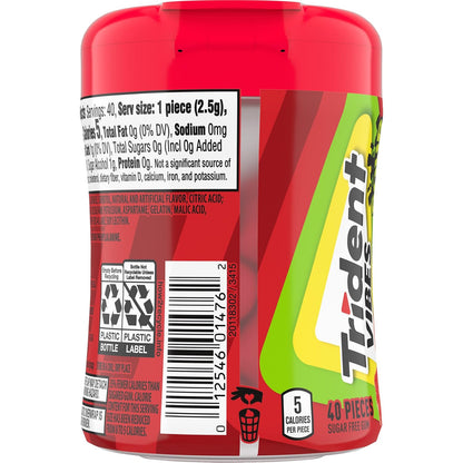 Trident Vibes SOUR PATCH KIDS Blue Raspberry Chewing Gum – After-School Snack for Kids and Tweens, Resealable Bottles, 160 Count