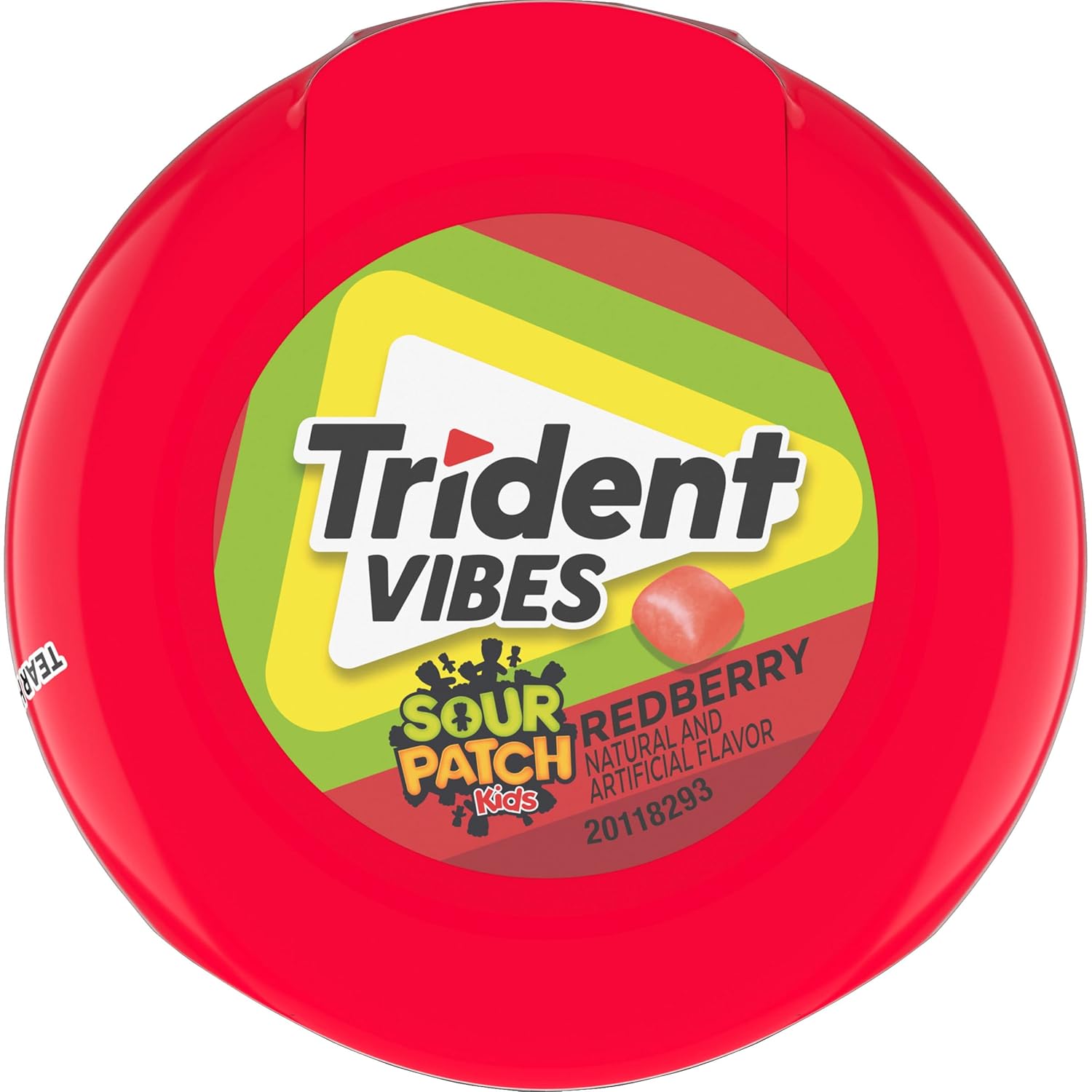 Trident Vibes SOUR PATCH KIDS Blue Raspberry Chewing Gum – After-School Snack for Kids and Tweens, Resealable Bottles, 160 Count