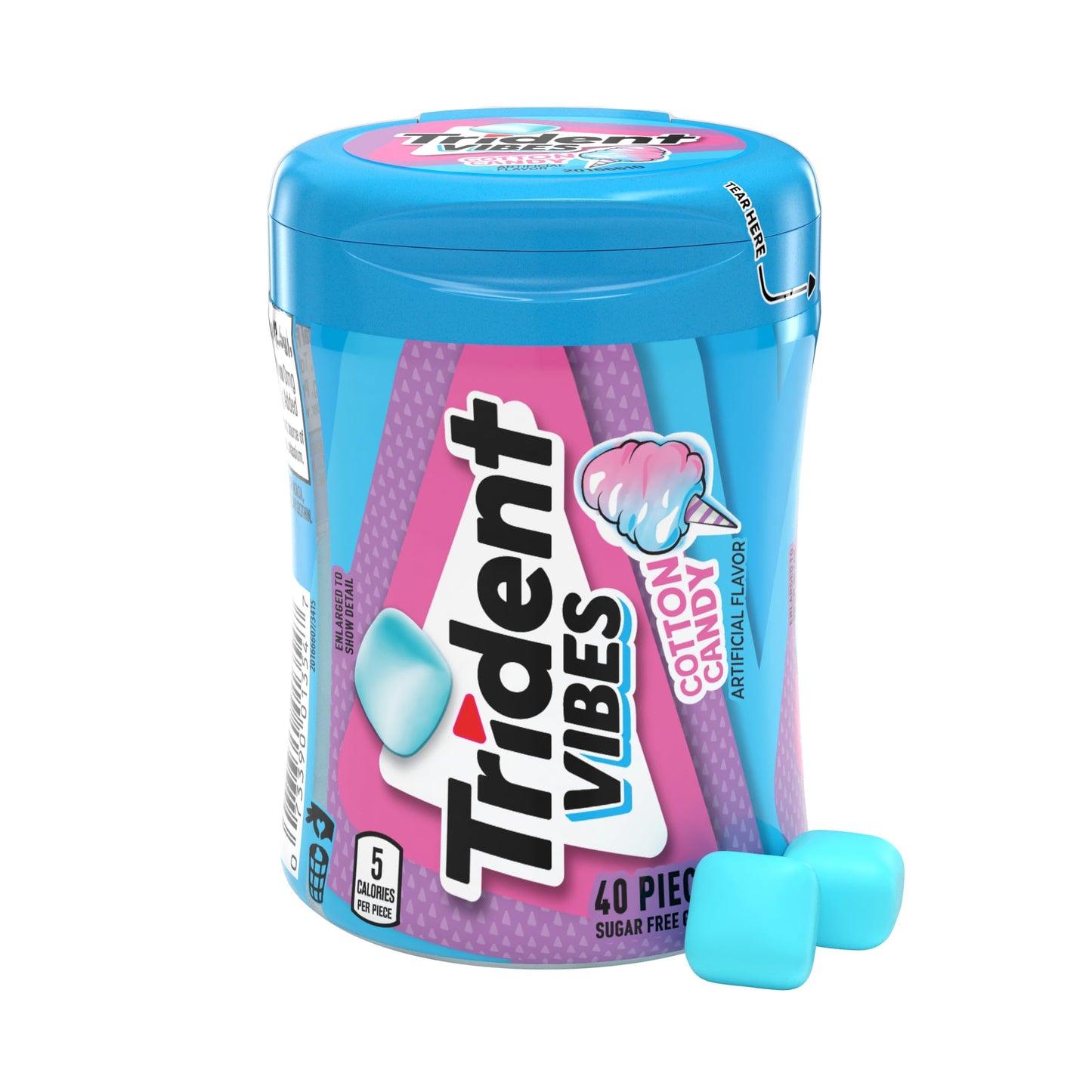 Trident Vibes SOUR PATCH KIDS Blue Raspberry Chewing Gum – Commuter and Workday Freshener, Resealable Bottles, 160 Count