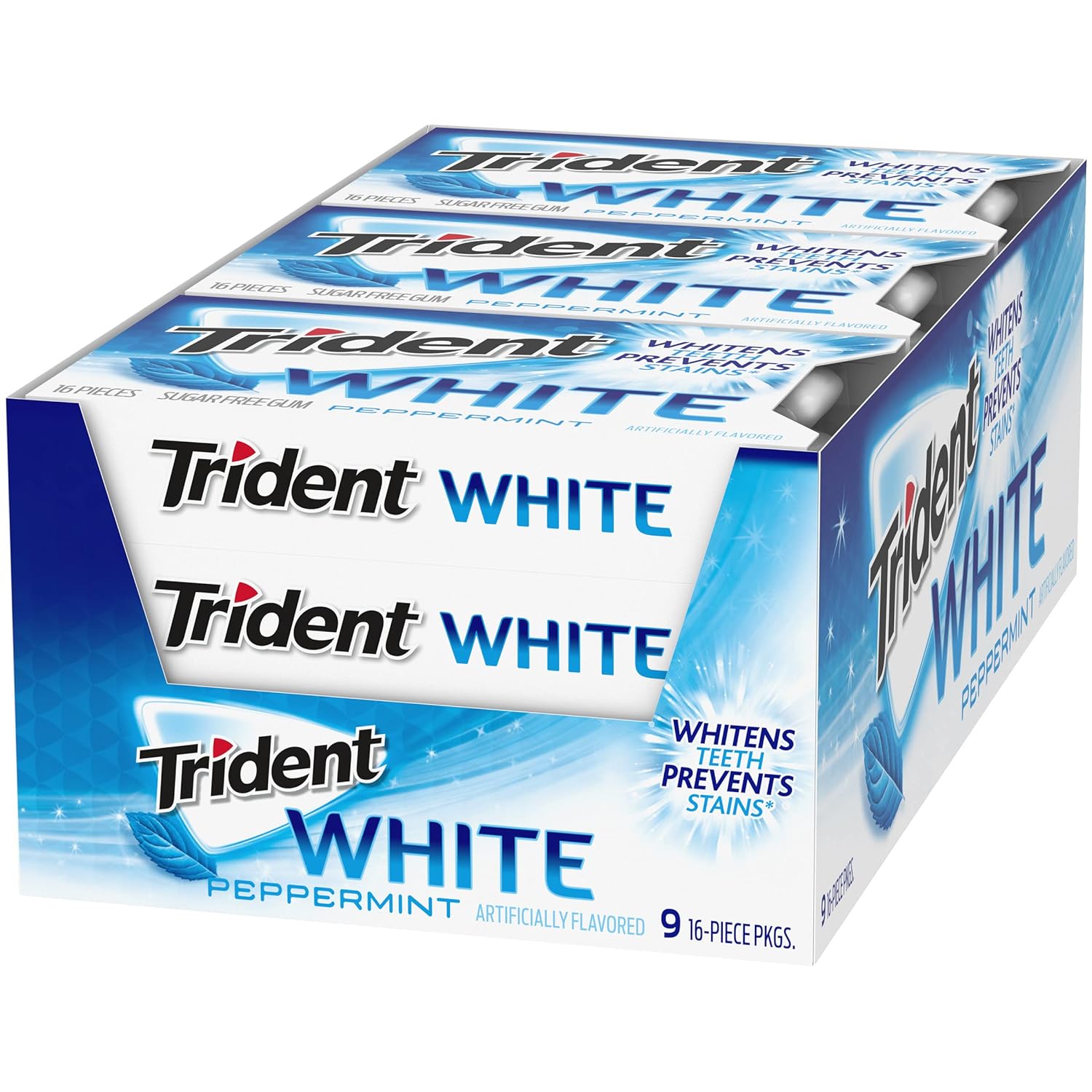 Trident White Chewing Gum – Self-Care Oral Hygiene Boost for Daily Wellness Habits, Three Flavor Collection