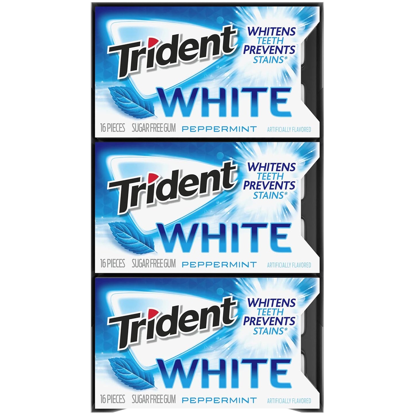 Trident White Chewing Gum – Self-Care Oral Hygiene Boost for Daily Wellness Habits, Three Flavor Collection