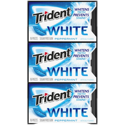 Trident White Chewing Gum – Self-Care Oral Hygiene Boost for Daily Wellness Habits, Three Flavor Collection