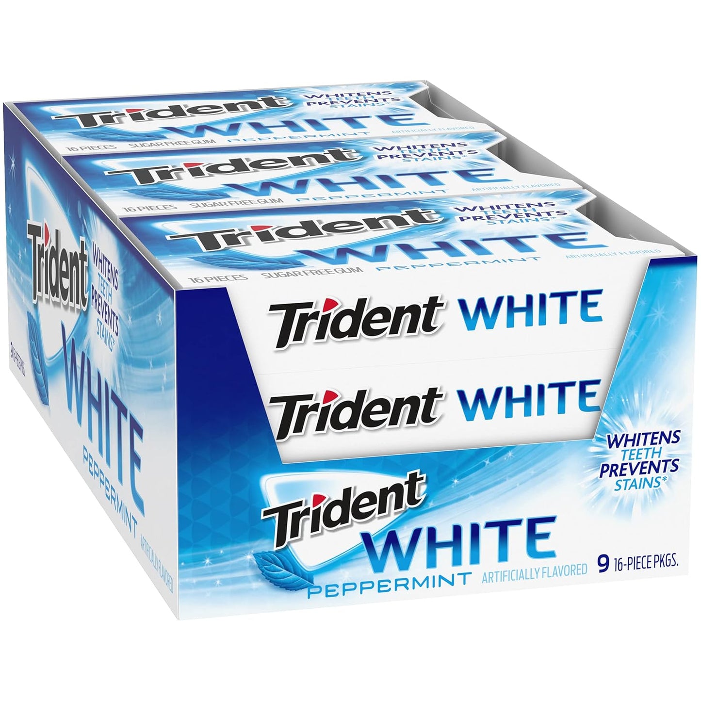 Trident White Chewing Gum – Self-Care Oral Hygiene Boost for Daily Wellness Habits, Three Flavor Collection