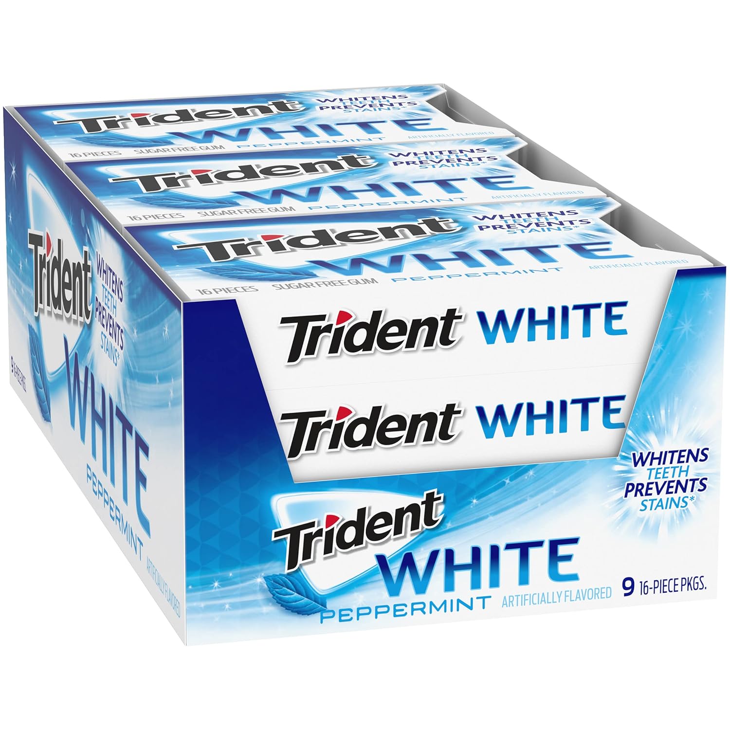 Trident White Chewing Gum – Self-Care Oral Hygiene Boost for Daily Wellness Habits, Three Flavor Collection