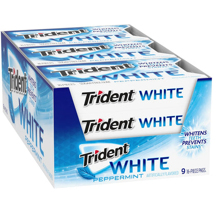 Trident White Chewing Gum – Self-Care Oral Hygiene Boost for Daily Wellness Habits, Three Flavor Collection