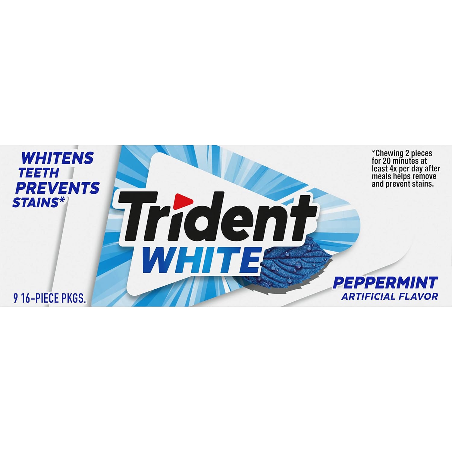 Trident White Chewing Gum – Self-Care Oral Hygiene Boost for Daily Wellness Habits, Three Flavor Collection