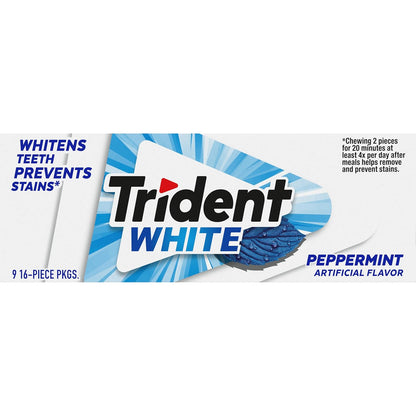 Trident White Chewing Gum – Self-Care Oral Hygiene Boost for Daily Wellness Habits, Three Flavor Collection