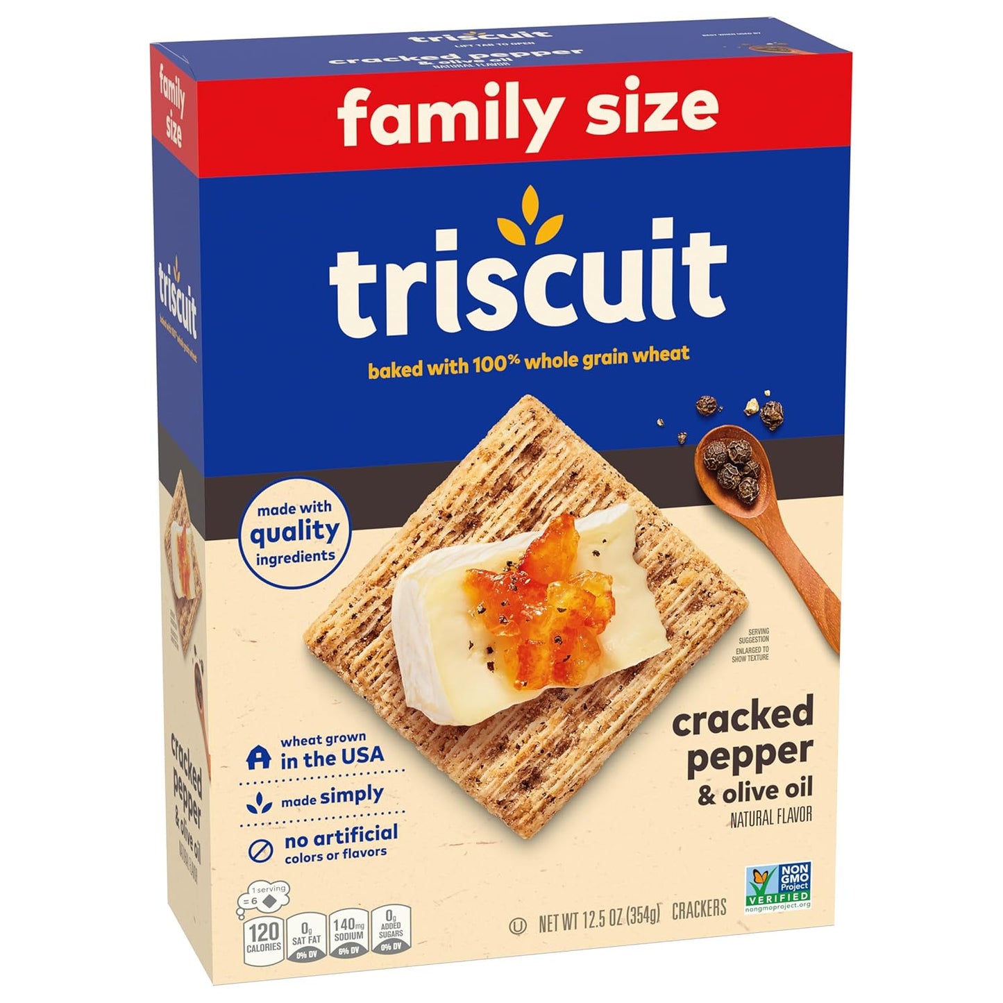 Triscuit Cracked Pepper & Olive Oil Crackers – Lactose-Free Whole Grain Cracker for Mindful Snacking