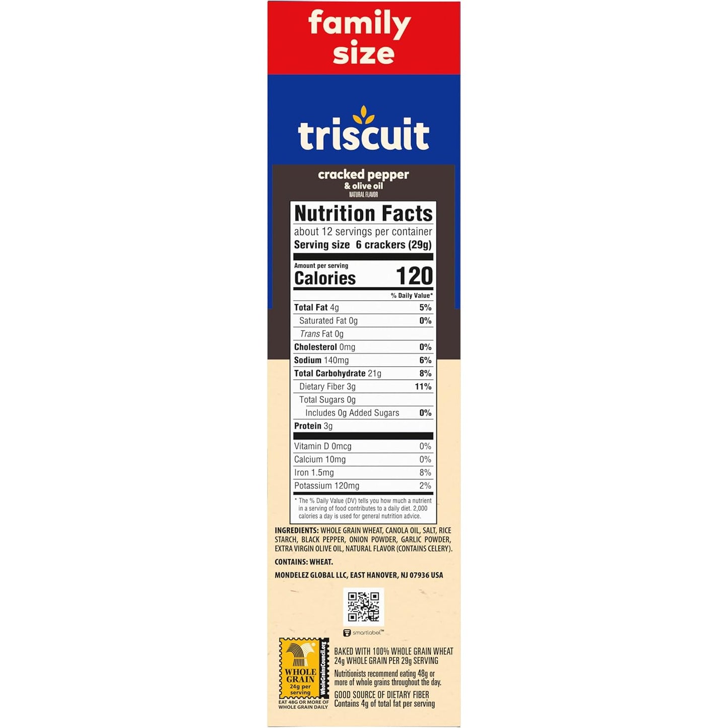 Triscuit Cracked Pepper & Olive Oil Crackers – Lactose-Free Whole Grain Cracker for Mindful Snacking