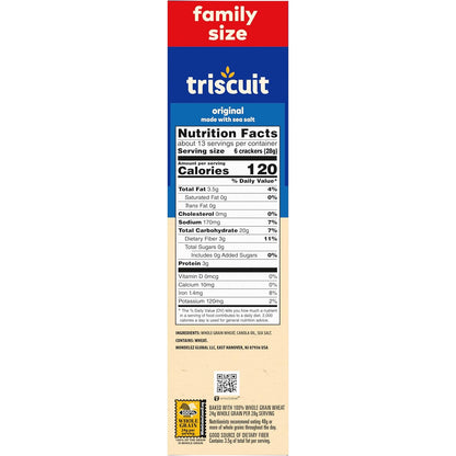 Triscuit Original Whole Grain Wheat Crackers – Wholesome Whole Grain Snacks for Health-Conscious Routines, 12.5 oz