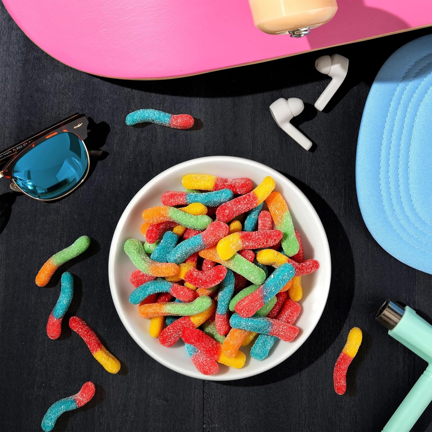 Trolli Sour Brite Crawlers Mini Gummy Worms – Sour Then Sweet Candy for Lunchboxes, Birthday Goodie Bags and Family Movie Nights, 7.2 oz