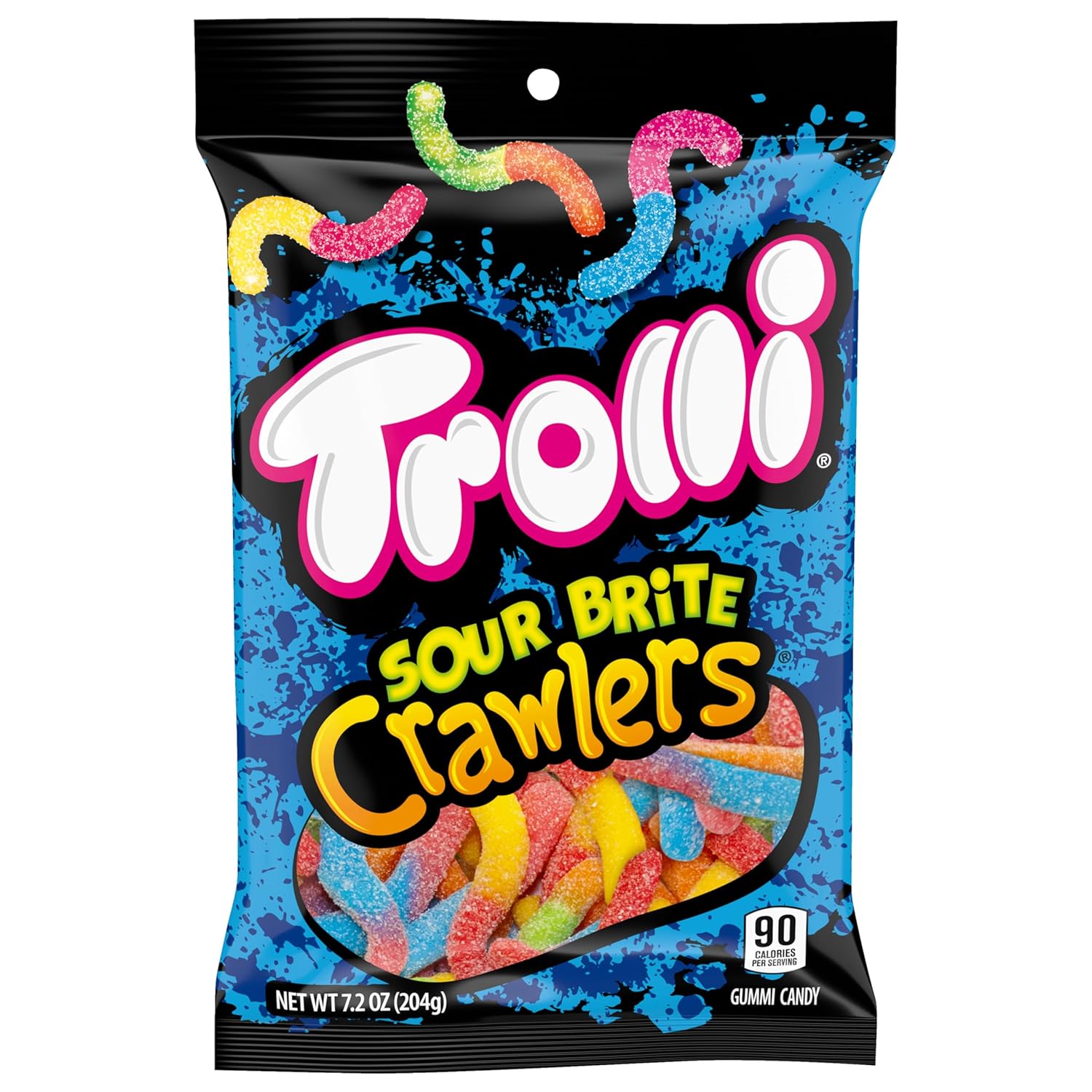 Trolli Sour Brite Crawlers Mini Gummy Worms – Sour Then Sweet Candy for Lunchboxes, Birthday Goodie Bags and Family Movie Nights, 7.2 oz